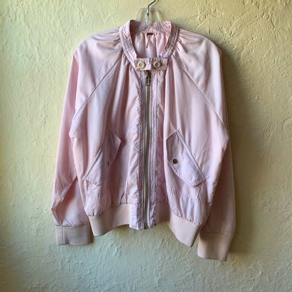 NWOT Free People Bomber Jacket Baby Pink - Picture 1 of 12